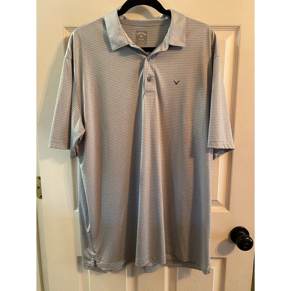 Callaway Golf Polo Shirt Mens XL Gray Striped Performance Opti Dri